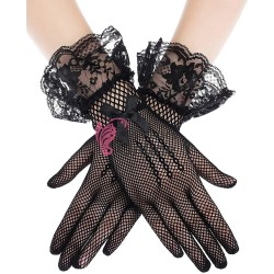 Manusi elegante cu dantela MNS014RR Negre scurte